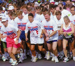 Race For The Cure runners take off in search of a breast-cancer cure.